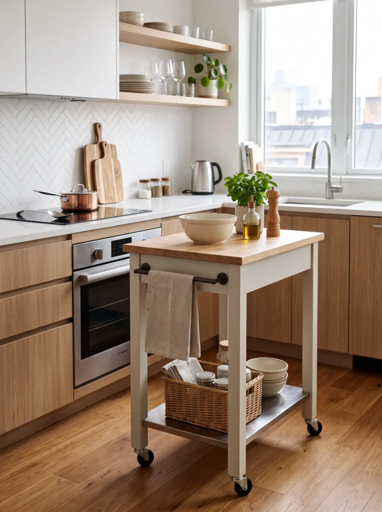 Cart with a towel bar
