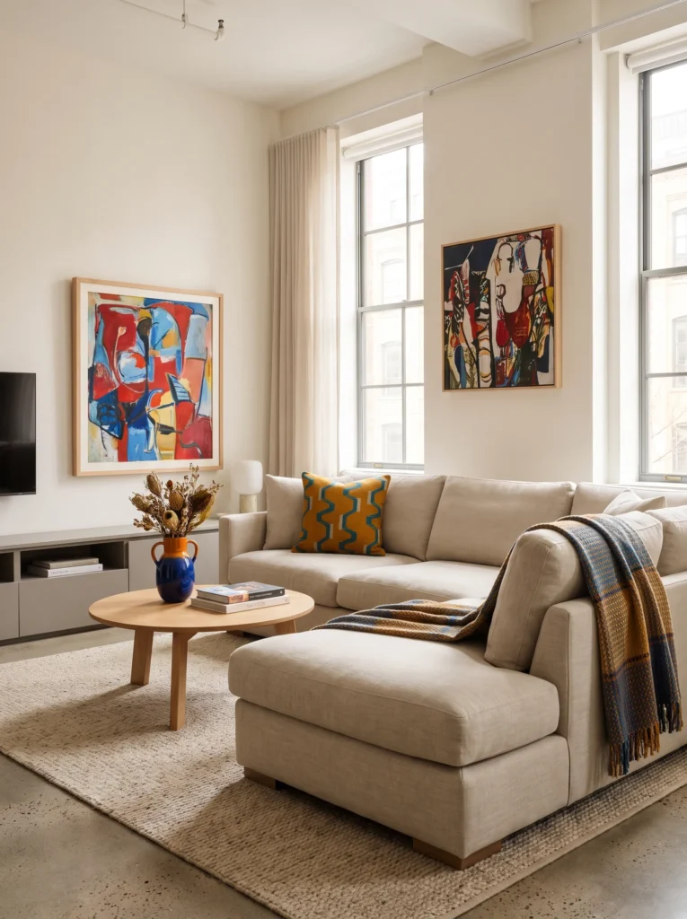 Choose a neutral base with bold accents