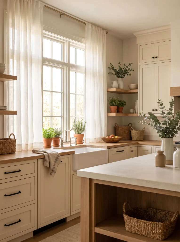 Choose simple cotton or linen curtains