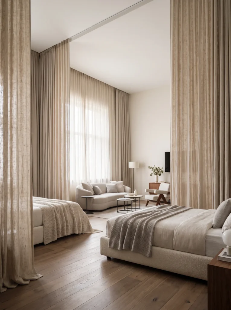 Hang curtains from ceiling to floor