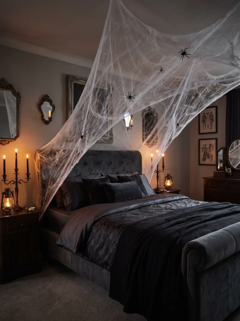 Hang a canopy of spider webs