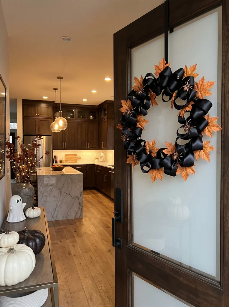 Hang a spooky wreath near the kitchen entry