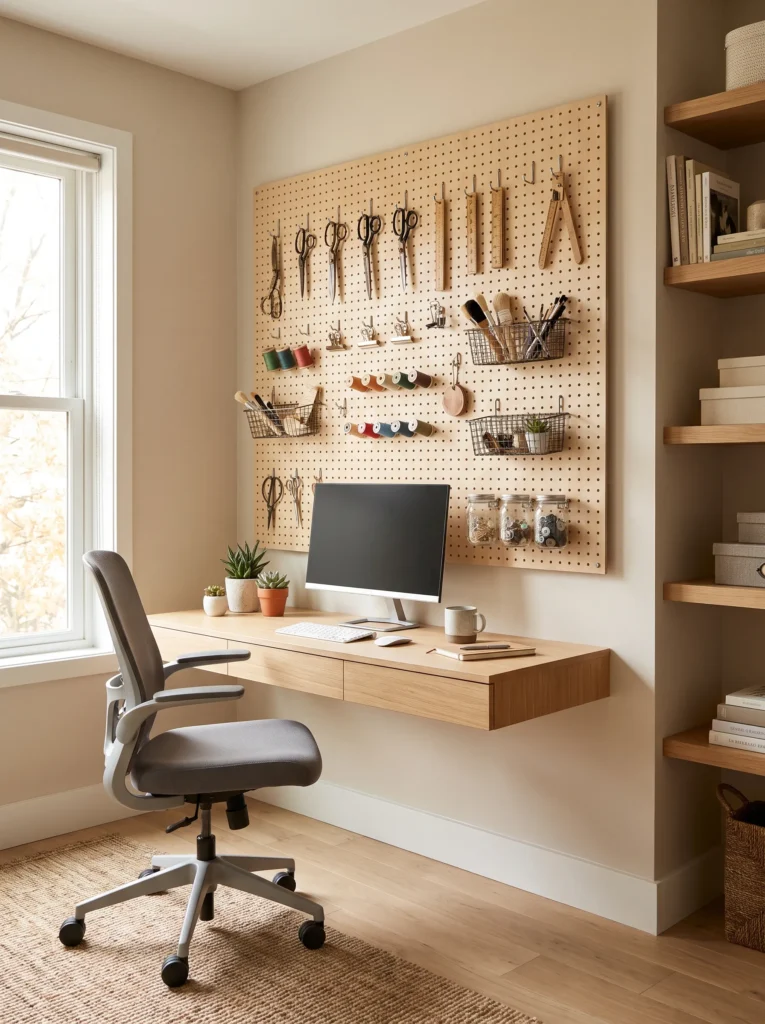 Install a pegboard in your workspace or kitchen