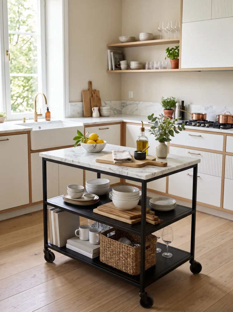 Marble top cart for a touch of elegance