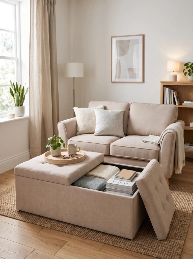 Ottomans with storage inside are a small apartment secret