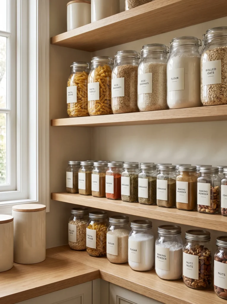 Repurpose old jars for kitchen storage