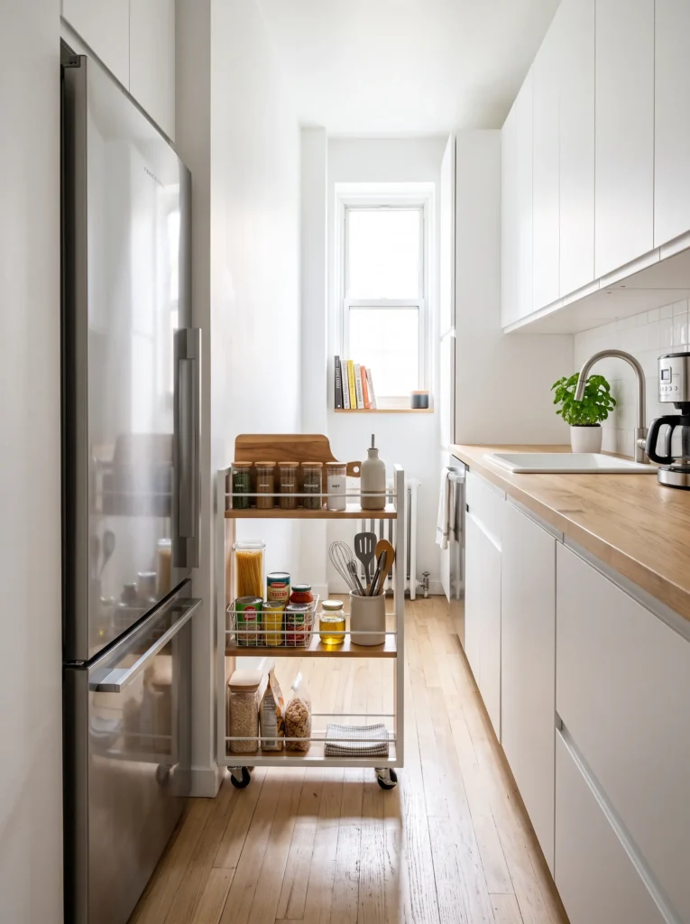 Slim cart for narrow kitchens