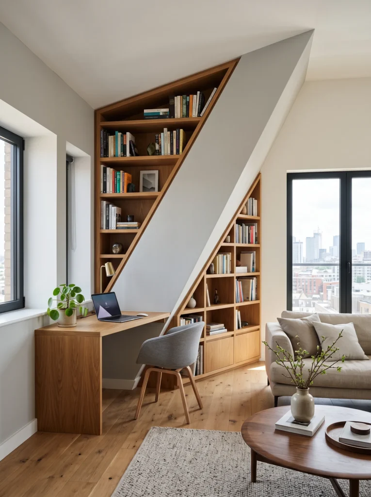 The odd angled wall layout