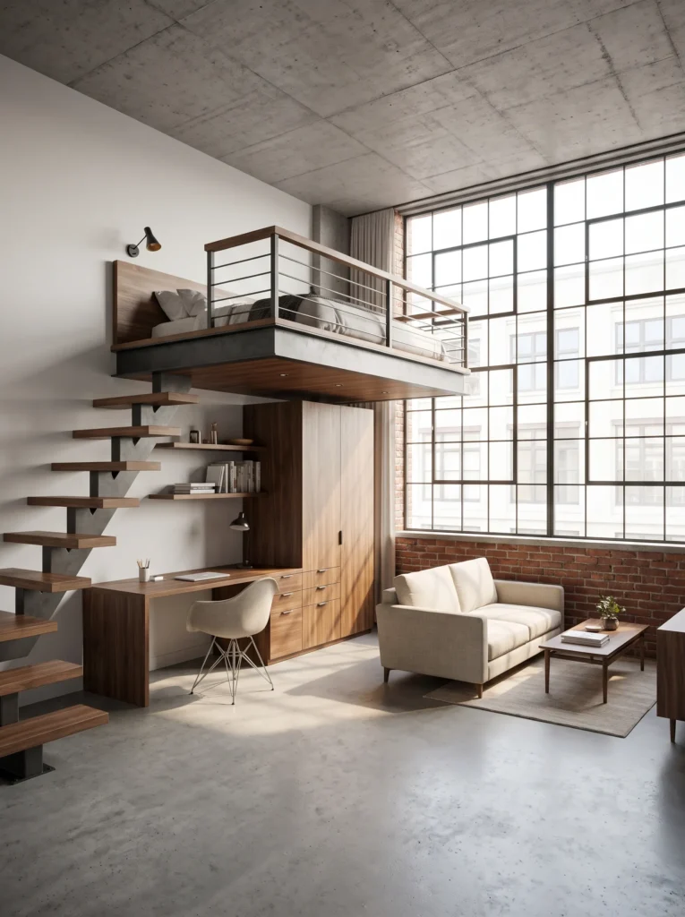 Try a loft bed to free up floor space