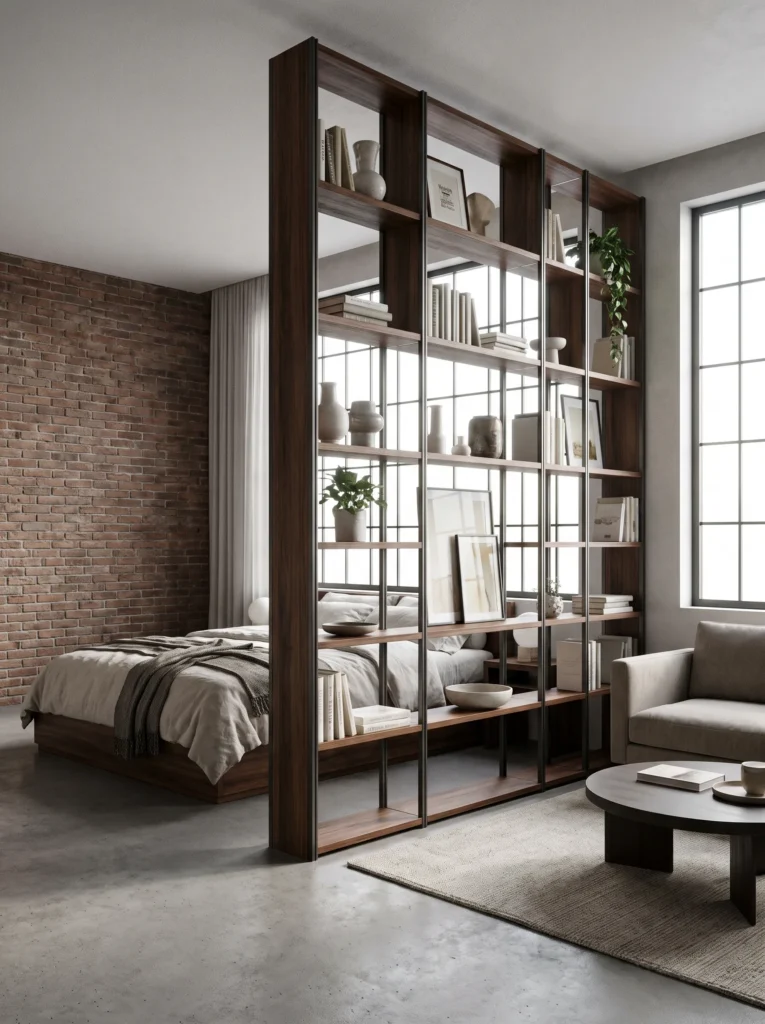 Use a bookshelf as a room divider