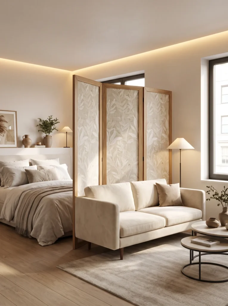Use a room divider screen for privacy