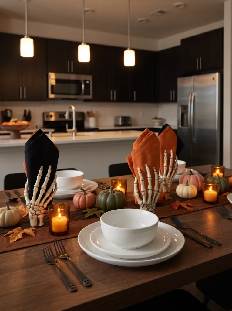 Use skeleton hands as napkin holders or utensil rests