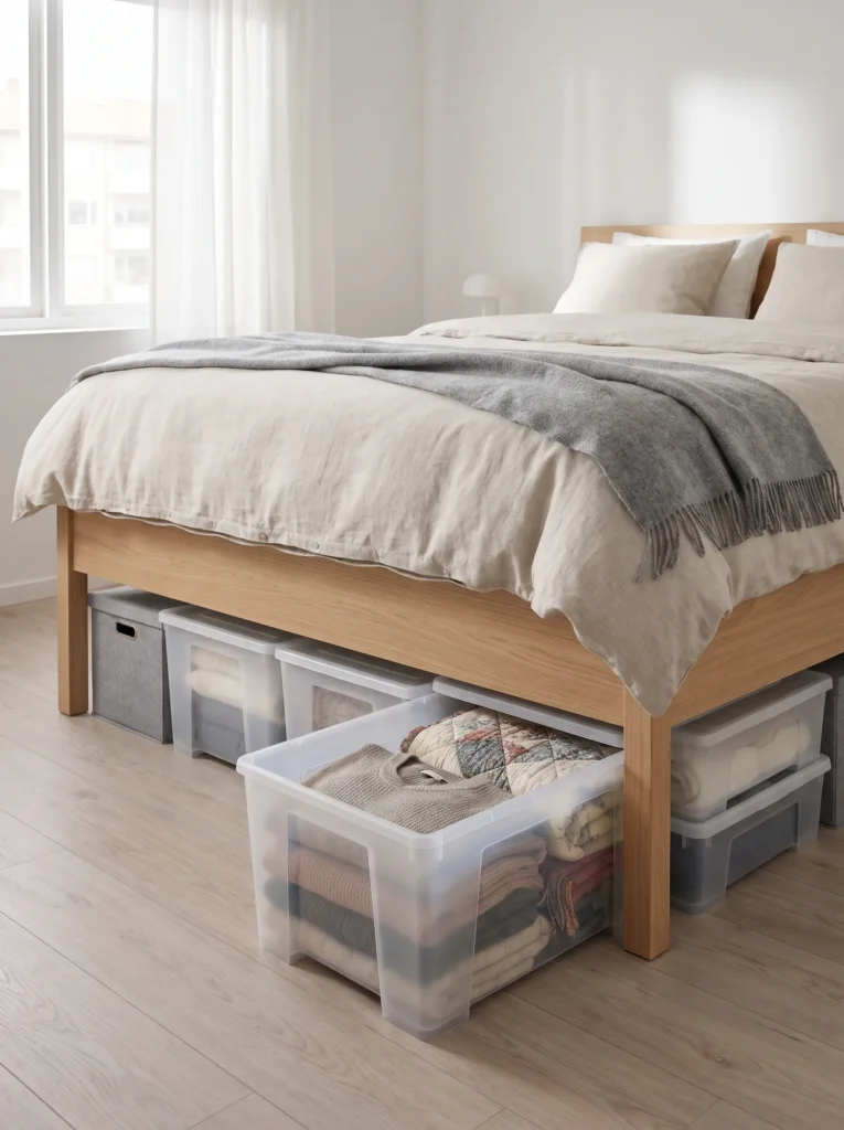 Use under bed storage bins