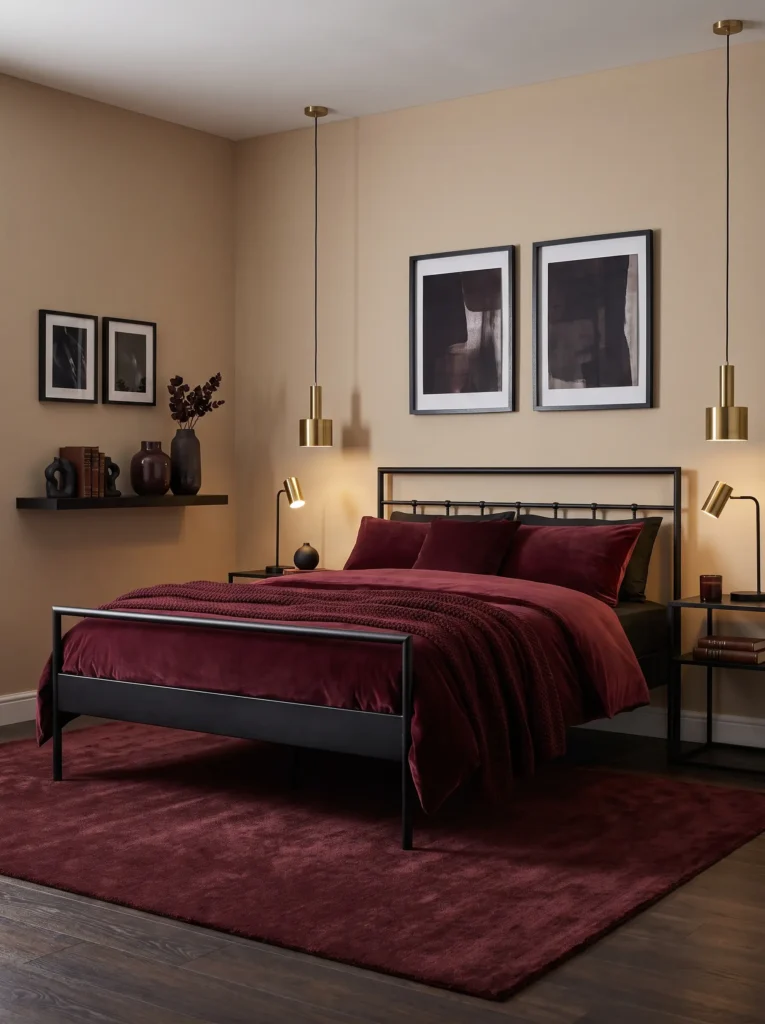 Wine red and black for a bold look