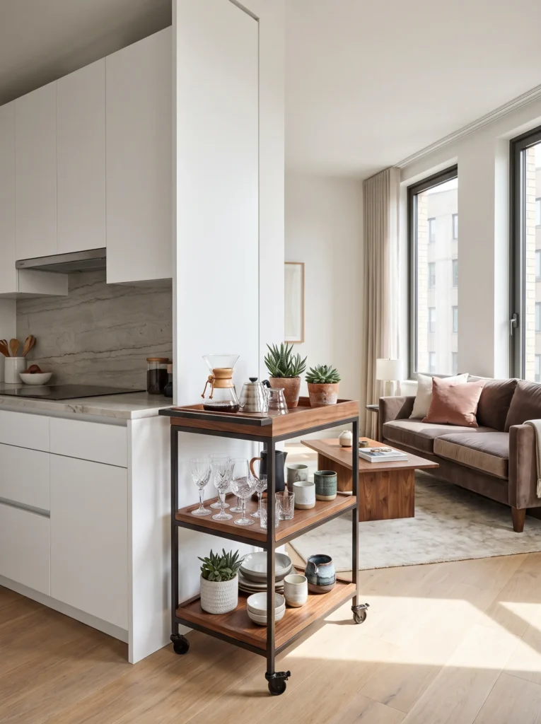 Zone the kitchen with a bar cart